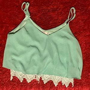 Women Small S Cropped Turquoise Top Blouse